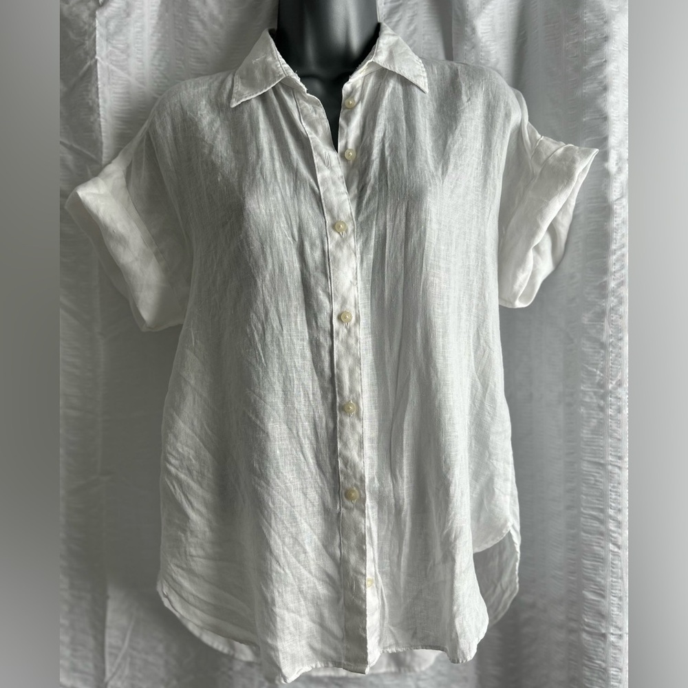White Linen Button-Up Shirt